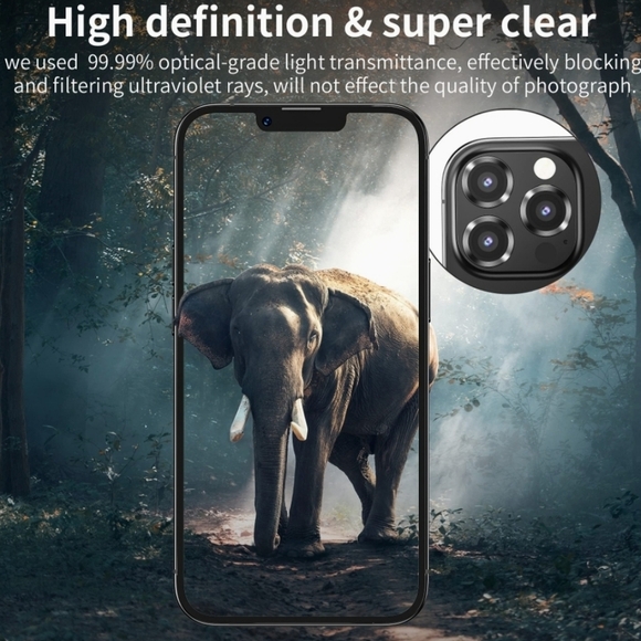 Camera lens tempered glass protector iPhone 14 Pro, 14 Pro Max Black - Picture 5 of 8